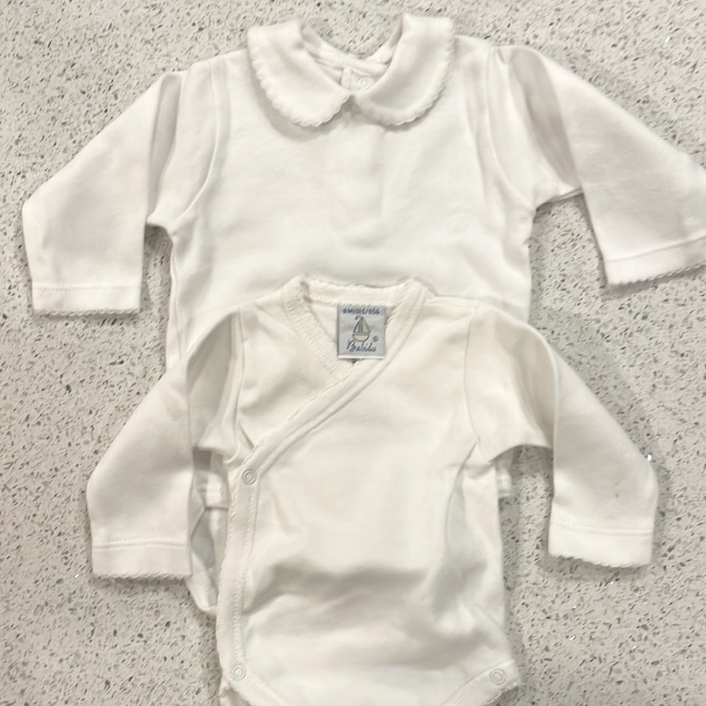 Babidu baby Set newborn  3M Peter Pan collar soft white cotton bodysuit
